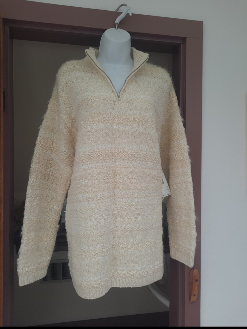 Heavy Sweater Exclusive Hand Knit for JONES NEW YORK SPORT Zipper Neck Medium